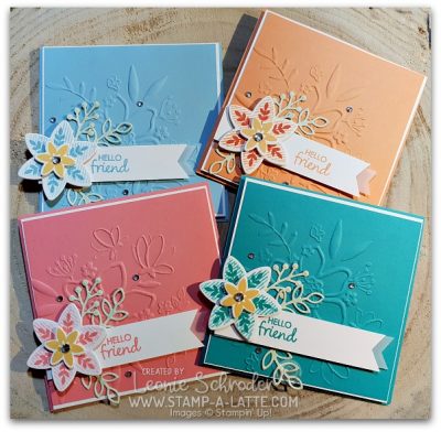 FLoral Happiness 4x4 card by Leonie Schroder Independent Stampin' Up! Demonstrator Australia. Uses Lovely Floral Embossing Folder and Happiness Surrounds Stamp Set from Stampin' Up!